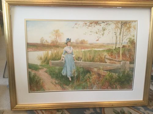 ALFRED GLENDENING JUNIOR WATERCOLOUR AT THE LOCK GATE - ADDITIONAL PHOTO 1