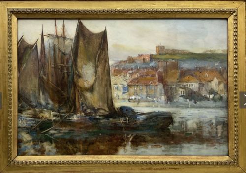 alfred george morgan watercolour fishing boats at whitby - CATEGORY: ANTIQUE ART - DATED 1900