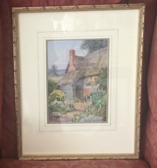 THERESA SYLVESTER STANNARD WATERCOLOUR THE THATCHED COTTAGE AND GARDEN - ADDITIONAL PHOTO 1
