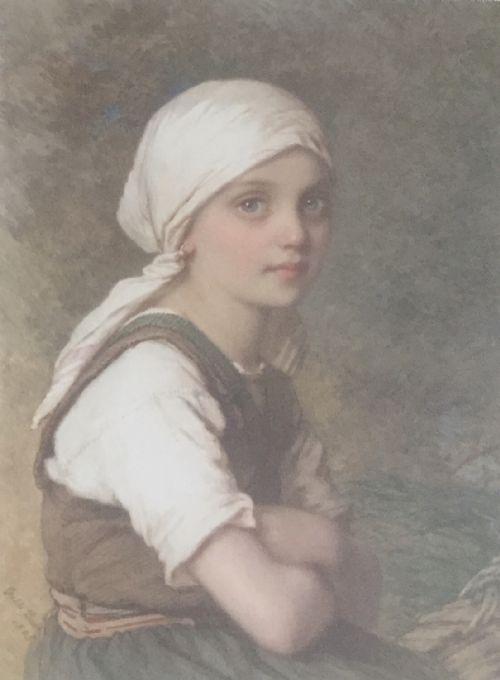 GUIDO BACH WATERCOLOUR A GIRLARMS FOLDED - ADDITIONAL PHOTO 1