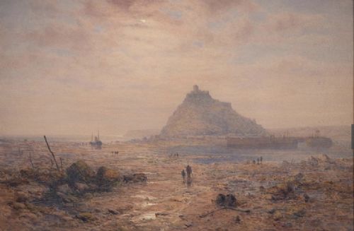 charles brooke branwhite watercolour st michaels mount cornwall - CATEGORY: ANTIQUE ART - DATED 1900