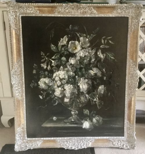 TERENCE LOUDON OIL PAINTING VASE OF WHITE SUMMER FLOWERS - ADDITIONAL PHOTO 1