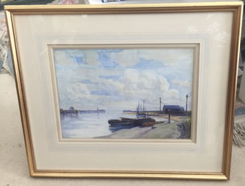 GERALD ACKERMANN WATERCOLOUR WALBERSWICK SOUTHWOLD HARBOURSUFFOLK - ADDITIONAL PHOTO 1