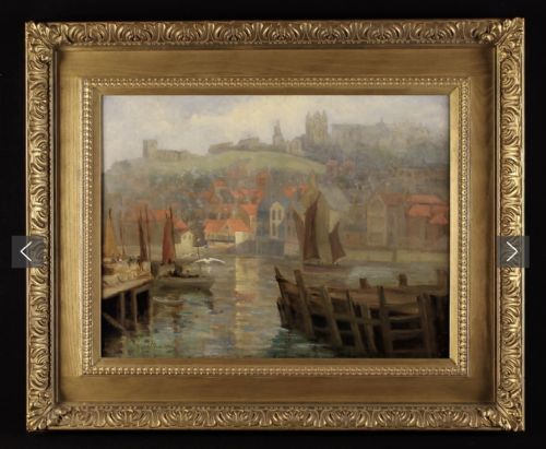 JAMES WATSON STAITHES GROUP ARTIST OIL PAINTING WHITBY HARBOUR NORTH YORKSHIRE - ADDITIONAL PHOTO 1