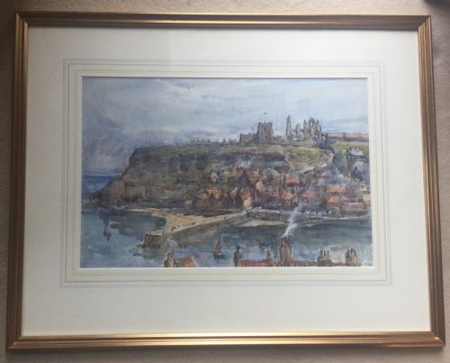 ROWLAND HENRY HILL WATERCOLOUR TATE HILL PIER AND THE EAST CLIFF WHITBYYORKSHIRE - ADDITIONAL PHOTO 1