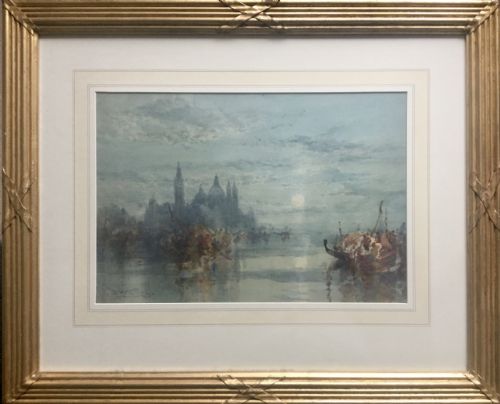 frank wasley watercolour venice by moonlight - CATEGORY: ANTIQUE ART - DATED 1900