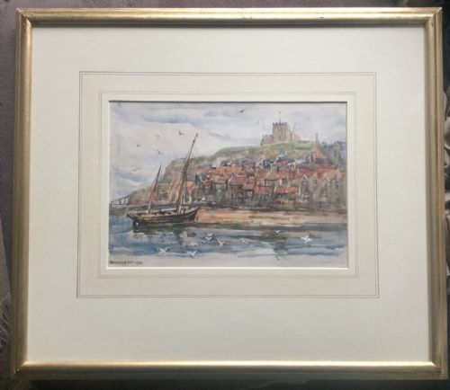 ROWLAND HENRY HILL WATERCOLOUR A VIEW OF WHITBY CASTLEYORKSHIRE - ADDITIONAL PHOTO 1