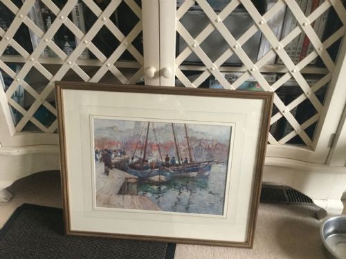FRANK ROUSSE WATERCOLOUR WHITBY HARBOUR YORKSHIRE - ADDITIONAL PHOTO 2
