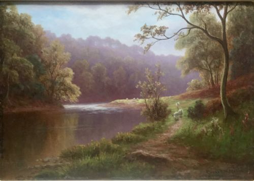 EVERETT MELLOR PAIR OF OIL PAINTINGS ON THE NIDD BILTON WOODS RICHMOND CASTLEYORKSHIRE - ADDITIONAL PHOTO 1