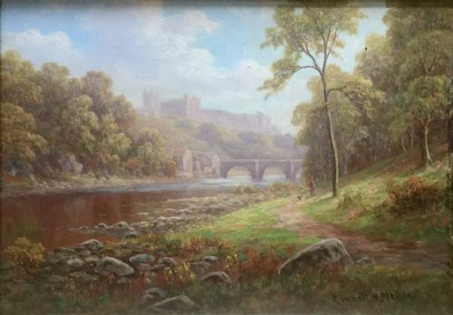 EVERETT MELLOR PAIR OF OIL PAINTINGS ON THE NIDD BILTON WOODS RICHMOND CASTLEYORKSHIRE - ADDITIONAL PHOTO 2