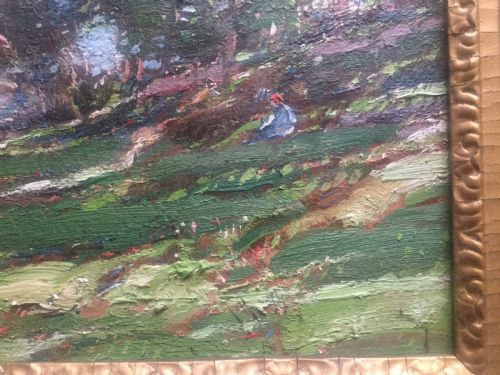 KERSHAW SCHOFIELD OIL PAINTING GIRL SEATED ON A WOODED SLOPE - ADDITIONAL PHOTO 3