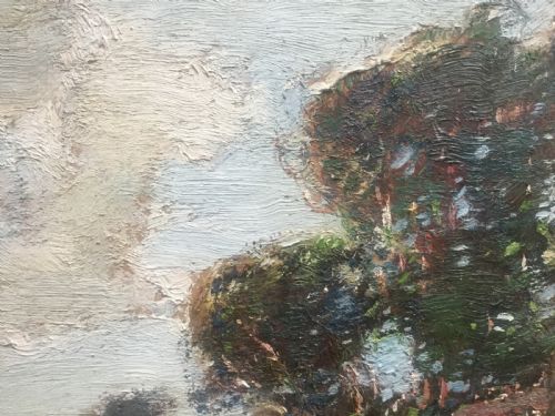 KERSHAW SCHOFIELD OIL PAINTING GIRL SEATED ON A WOODED SLOPE - ADDITIONAL PHOTO 5