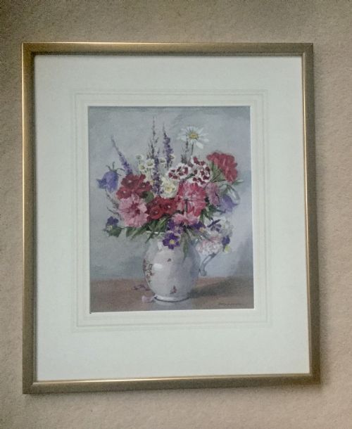 EDITH ALICE ANDREWS WATERCOLOUR STILL LIFE OF SUMMER FLOWERS - ADDITIONAL PHOTO 1
