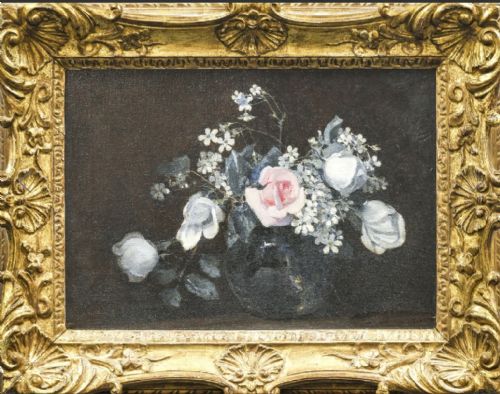 WILLIAM THOMAS WOOD OIL PAINTING A PINK ROSE - ADDITIONAL PHOTO 1