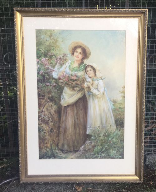 WILLIAM JOSEPH CARROLL WATERCOLOUR GATHERING BLOSSOM - ADDITIONAL PHOTO 1