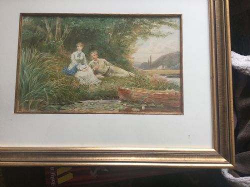 EBENEZER WAKE COOK WATERCOLOUR RESTING BY THE RIVERSIDE - ADDITIONAL PHOTO 1