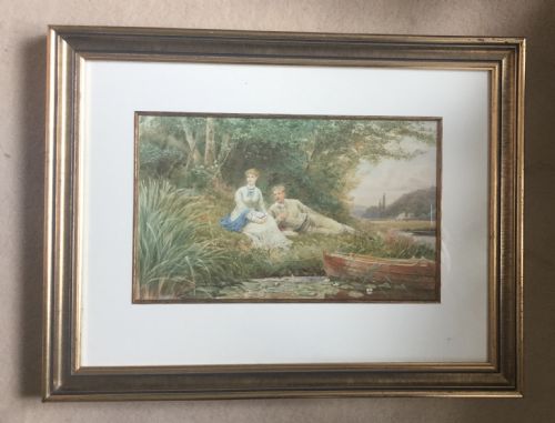 EBENEZER WAKE COOK WATERCOLOUR RESTING BY THE RIVERSIDE - ADDITIONAL PHOTO 2