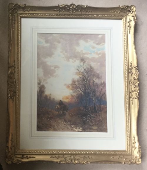 WILLIAM MANNERS WATERCOLOUR HOMEWARD BOUND FARMER LEADING HORSES - ADDITIONAL PHOTO 1