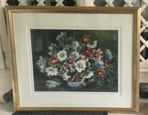 MARION BROOM WATERCOLOUR STILLLIFE OF COSMOS FLOWERS IN A JUG - ADDITIONAL PHOTO 1