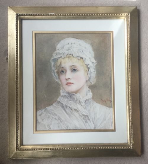 MARY ELEY WATERCOLOUR PORTRAIT OF YOUNG LADY - ADDITIONAL PHOTO 1