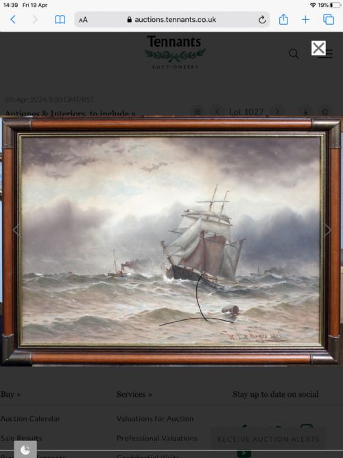 WILLIAM BOYCE WATERCOLOUR TALL MASTED SHIP IN CHOPPY WATERS - ADDITIONAL PHOTO 3
