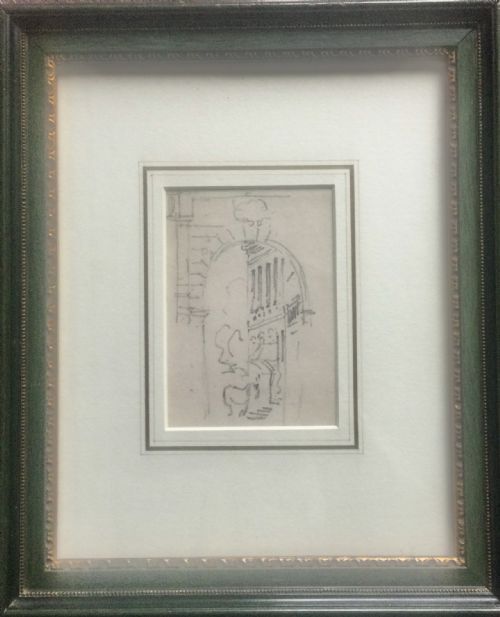 DAVID COX PENCIL DRAWING AN ARCHWAY WITH A HORSE - ADDITIONAL PHOTO 2