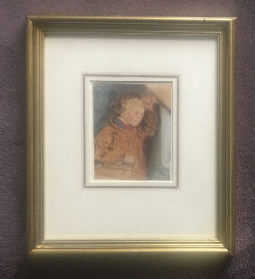 WILLIAM HENRY HUNT WATERCOLOUR BOY AT THE WINDOW - ADDITIONAL PHOTO 1