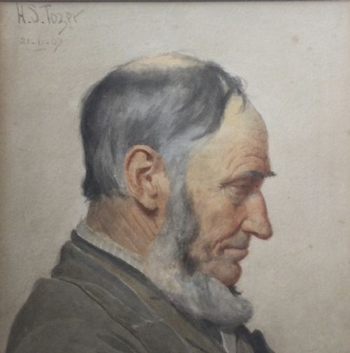 henry spernon tozer watercolour portrait of an elderly man - CATEGORY: ANTIQUE ART - DATED 1910