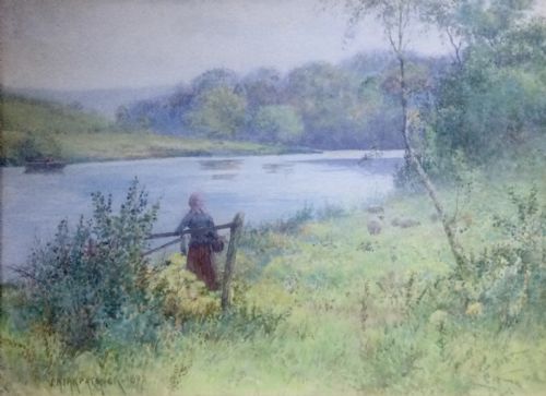 JOSEPH KIRKPATRICK WATERCOLOUR THE TWEED AT ABBOTSFORD
