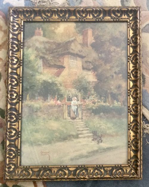 EDWARD SMITH WATERCOLOUR OUTSIDE THE COTTAGE - ADDITIONAL PHOTO 1