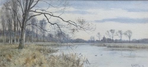 ROBERT WINCHESTER FRASER WATERCOLOUR CLARE ON STOURSUFFOLK