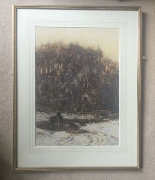 GEORGE GRAHAM WATERCOLOUR SNOWY WINTER LANDSCAPE - ADDITIONAL PHOTO 1