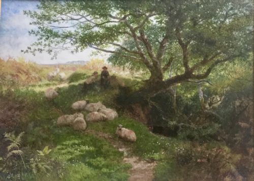 george shalders watercolour summertime - CATEGORY: ANTIQUE ART - DATED 19TH CENTURY