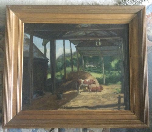 JOHN PERCY COOKE OIL PAINTING THE BARN - ADDITIONAL PHOTO 1
