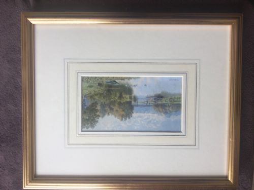 FREDERICK GEORGE COLERIDGE WATERCOLOUR FROM SHIPLAKE LOCK LOOKING DOWN TO WARGRAVE - ADDITIONAL PHOTO 1