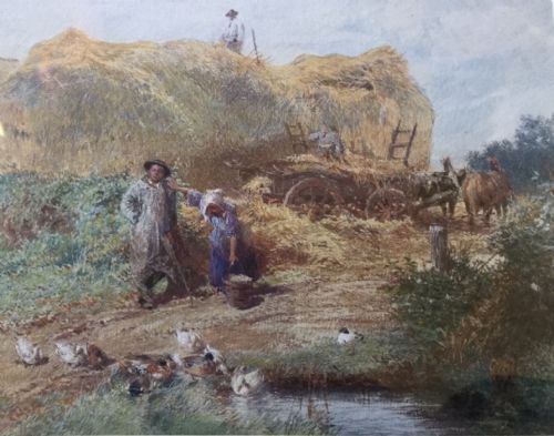 MYLES BIRKET FOSTER WATERCOLOUR THE STACK YARD - ADDITIONAL PHOTO 4