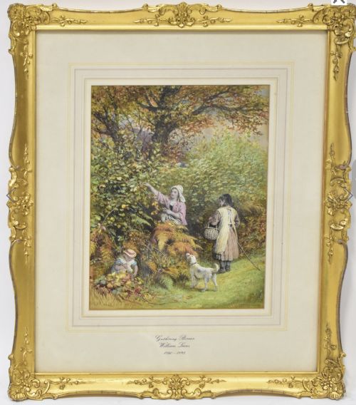 WILLIAM LUCAS WATERCOLOUR PICKING BERRIES - ADDITIONAL PHOTO 1