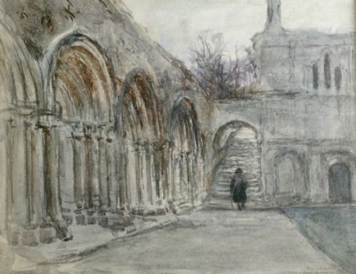 ROWLAND HENRY HILL WATERCOLOUR FOUNTAINS ABBEYNEAR RIPONNORTH YORKSHIRE - ADDITIONAL PHOTO 1