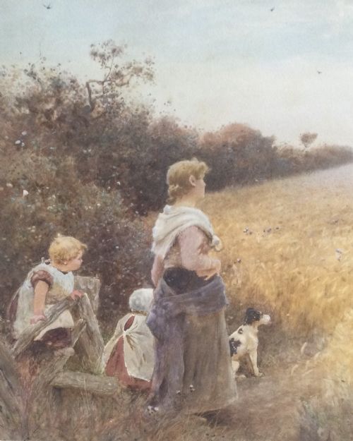 THOMAS JAMES LLOYD WATERCOLOUR HOME FROM THE FIELDS - ADDITIONAL PHOTO 2