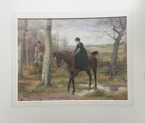 GEORGE GOODWIN KILBURNE WATERCOLOUR HUNTING IN THE WOODS - ADDITIONAL PHOTO 1