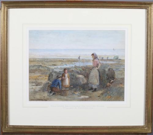 JULIAN DRUMMOND WATERCOLOUR SEAWEED GATHERERS AT WHITBY SCARS - ADDITIONAL PHOTO 1