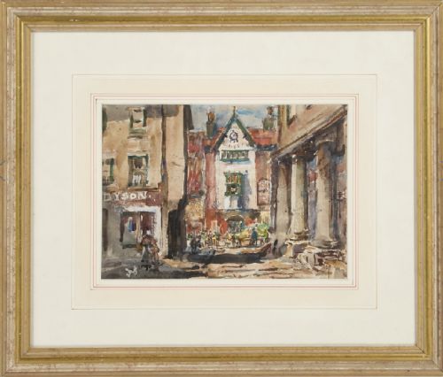 ROWLAND HENRY HILL WATERCOLOUR MARKET PLACE WHITBY - ADDITIONAL PHOTO 1