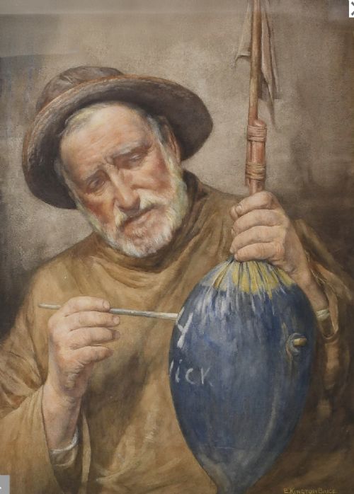 EDWARD KINGTON BRICE WATERCOLOUR OF RUNSWICK BAY INTEREST HIS MARK