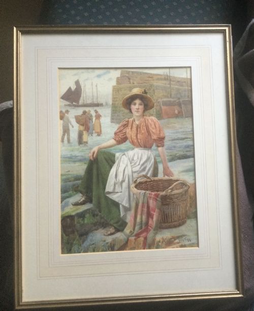 RALPH TODD WATERCOLOUR THE FISHERMANS DAUGHTER NEWLYN - ADDITIONAL PHOTO 2