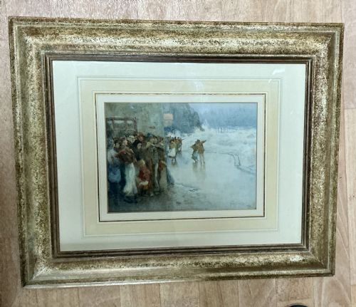 PERCY BROOKE WATERCOLOUR AWAITING THE RETURN OF THE FLEET POSSIBLY STAITHES - ADDITIONAL PHOTO 2