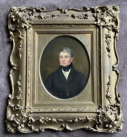 british school 19 th century oil painting portrait of gentleman - CATEGORY: ANTIQUE ART - DATED 19TH CENTURY