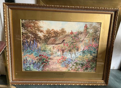 JOSEPH HALFORD ROSS WATERCOLOUR A DEVONSHIRE GARDEN - ADDITIONAL PHOTO 1