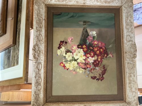 FREDA MARSTON OIL PAINTING POLYANTHUS IN A VASE - ADDITIONAL PHOTO 2