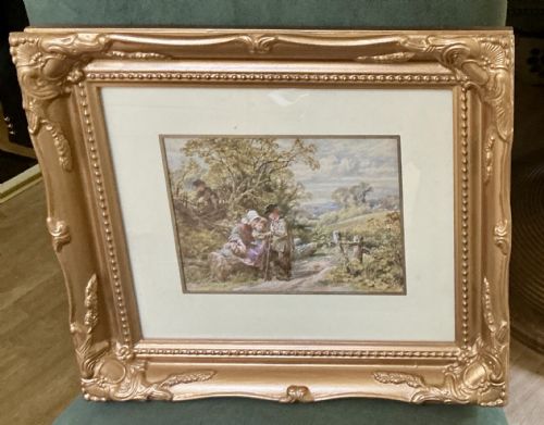 WILLIAM STEPHEN COLEMAN WATERCOLOUR INSPECTING THE BIRDS NEST - ADDITIONAL PHOTO 1