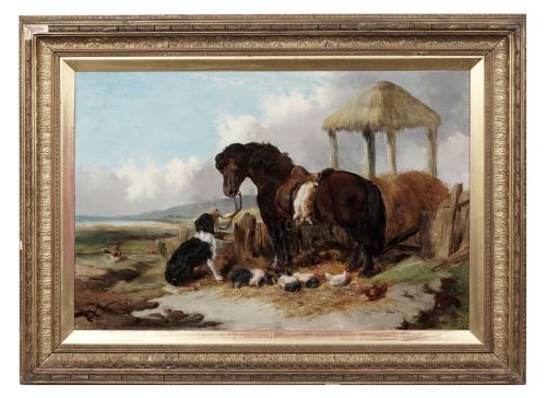 CIRCLE OF GEORGE HORLOR OIL PAINTING THE FARMERS COMPANIONS - ADDITIONAL PHOTO 1